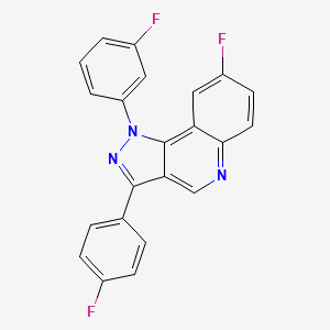 molecular formula C22H12F3N3 B2538307 8-fluoro-1-(3-fluorophenyl)-3-(4-fluorophenyl)-1H-pyrazolo[4,3-c]quinoline CAS No. 932519-59-0