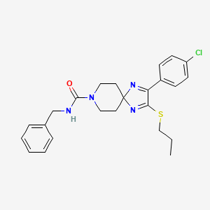 molecular formula C24H27ClN4OS B2538309 N-benzyl-2-(4-chlorophenyl)-3-(propylthio)-1,4,8-triazaspiro[4.5]deca-1,3-diene-8-carboxamide CAS No. 894888-08-5