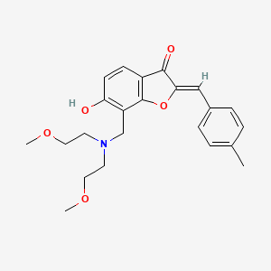 molecular formula C23H27NO5 B2538318 (Z)-7-((双(2-甲氧基乙基)氨基)甲基)-6-羟基-2-(4-甲基苄叉)苯并呋喃-3(2H)-酮 CAS No. 900288-16-6