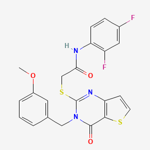 molecular formula C22H17F2N3O3S2 B2538319 N-(2,4-difluorophenyl)-2-{[3-(3-methoxybenzyl)-4-oxo-3,4-dihydrothieno[3,2-d]pyrimidin-2-yl]sulfanyl}acetamide CAS No. 1252899-16-3