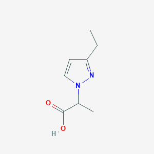 molecular formula C8H12N2O2 B2538329 2-(3-Ethylpyrazol-1-yl)propanoic acid CAS No. 1522139-91-8