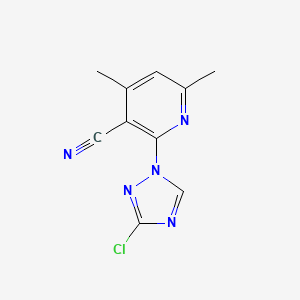 molecular formula C10H8ClN5 B2538331 2-(3-chloro-1H-1,2,4-triazol-1-yl)-4,6-dimethylpyridine-3-carbonitrile CAS No. 1807977-49-6