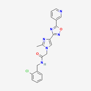 molecular formula C20H17ClN6O2 B2538334 N~1~-(2-chlorobenzyl)-2-{2-methyl-4-[5-(3-pyridyl)-1,2,4-oxadiazol-3-yl]-1H-imidazol-1-yl}acetamide CAS No. 1251597-66-6
