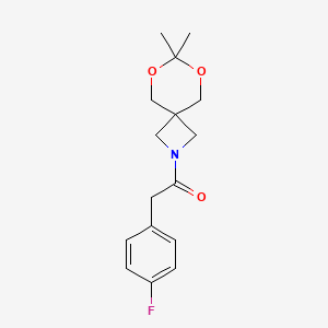molecular formula C16H20FNO3 B2538337 1-(7,7-Dimethyl-6,8-dioxa-2-azaspiro[3.5]nonan-2-yl)-2-(4-fluorophenyl)ethanone CAS No. 1396860-06-2