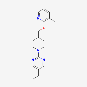 molecular formula C18H24N4O B2538342 5-Ethyl-2-[4-[(3-methylpyridin-2-yl)oxymethyl]piperidin-1-yl]pyrimidine CAS No. 2379952-74-4