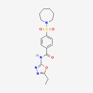 molecular formula C17H22N4O4S B2538343 4-(azepan-1-ylsulfonyl)-N-(5-ethyl-1,3,4-oxadiazol-2-yl)benzamide CAS No. 850935-70-5