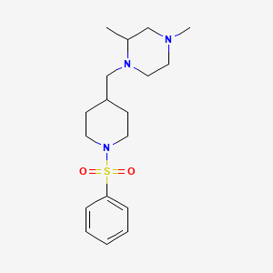 molecular formula C18H29N3O2S B2538346 2,4-二甲基-1-((1-(苯磺酰)哌啶-4-基)甲基)哌嗪 CAS No. 1421512-77-7