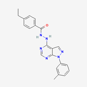 molecular formula C21H20N6O B2538350 4-乙基-N'-(1-(间甲苯基)-1H-吡唑并[3,4-d]嘧啶-4-基)苯甲酰肼 CAS No. 890953-32-9