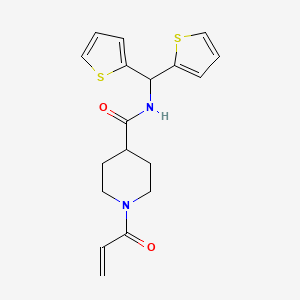 molecular formula C18H20N2O2S2 B2538356 N-(Dithiophen-2-ylmethyl)-1-prop-2-enoylpiperidine-4-carboxamide CAS No. 2361821-33-0