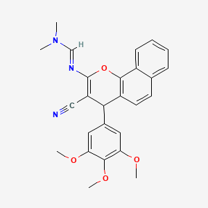 molecular formula C26H25N3O4 B2538359 (E)-N'-[3-cyano-4-(3,4,5-trimethoxyphenyl)-4H-benzo[h]chromen-2-yl]-N,N-dimethylmethanimidamide CAS No. 860784-57-2