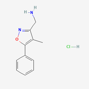 molecular formula C11H13ClN2O B2538372 (4-甲基-5-苯基-1,2-恶唑-3-基)甲胺；盐酸盐 CAS No. 2408973-13-5