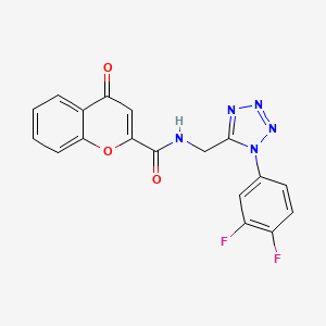 molecular formula C18H11F2N5O3 B2538375 N-((1-(3,4-difluorophenyl)-1H-tetrazol-5-yl)methyl)-4-oxo-4H-chromene-2-carboxamide CAS No. 941875-01-0