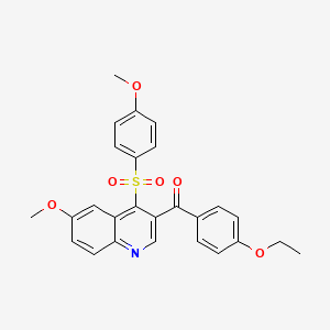 molecular formula C26H23NO6S B2538379 (4-Ethoxyphenyl)(6-methoxy-4-((4-methoxyphenyl)sulfonyl)quinolin-3-yl)methanone CAS No. 866895-73-0