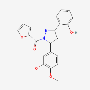 molecular formula C22H20N2O5 B2538384 2-[5-(3,4-dimethoxyphenyl)-1-(furan-2-carbonyl)-4,5-dihydro-1H-pyrazol-3-yl]phenol CAS No. 876941-55-8