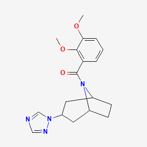 molecular formula C18H22N4O3 B2538387 ((1R,5S)-3-(1H-1,2,4-triazol-1-yl)-8-azabicyclo[3.2.1]octan-8-yl)(2,3-dimethoxyphenyl)methanone CAS No. 2176201-61-7