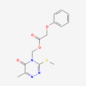 molecular formula C14H15N3O4S B2538393 (6-Methyl-3-methylsulfanyl-5-oxo-1,2,4-triazin-4-yl)methyl 2-phenoxyacetate CAS No. 877648-39-0