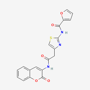 molecular formula C19H13N3O5S B2538394 N-(4-(2-oxo-2-((2-oxo-2H-chromen-3-yl)amino)ethyl)thiazol-2-yl)furan-2-carboxamide CAS No. 1203109-33-4