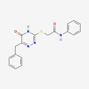 molecular formula C18H16N4O2S B2538395 2-[(6-benzyl-5-hydroxy-1,2,4-triazin-3-yl)sulfanyl]-N-phenylacetamide CAS No. 898611-70-6