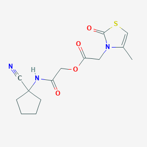 molecular formula C14H17N3O4S B2538396 [2-[(1-Cyanocyclopentyl)amino]-2-oxoethyl] 2-(4-methyl-2-oxo-1,3-thiazol-3-yl)acetate CAS No. 871322-58-6