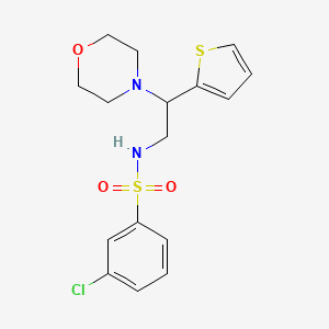 molecular formula C16H19ClN2O3S2 B2538399 3-chloro-N-(2-morpholino-2-(thiophen-2-yl)ethyl)benzenesulfonamide CAS No. 899999-43-0