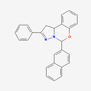 molecular formula C26H20N2O B2538410 5-(2-Naphthyl)-2-phenyl-1,10b-dihydropyrazolo[1,5-c][1,3]benzoxazine CAS No. 315670-14-5