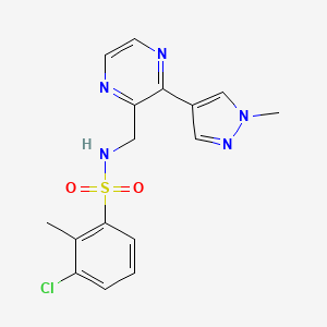 molecular formula C16H16ClN5O2S B2538411 3-chloro-2-methyl-N-((3-(1-methyl-1H-pyrazol-4-yl)pyrazin-2-yl)methyl)benzenesulfonamide CAS No. 2034614-42-9
