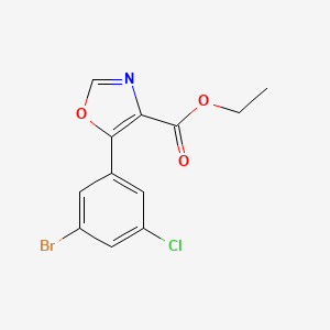 molecular formula C12H9BrClNO3 B2538413 Ethyl 5-(3-bromo-5-chlorophenyl)-1,3-oxazole-4-carboxylate CAS No. 1989904-66-6