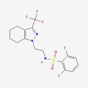 molecular formula C16H16F5N3O2S B2538415 2,6-difluoro-N-(2-(3-(trifluoromethyl)-4,5,6,7-tetrahydro-1H-indazol-1-yl)ethyl)benzenesulfonamide CAS No. 1797293-85-6