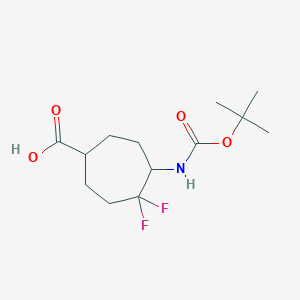 molecular formula C13H21F2NO4 B2538416 4,4-二氟-5-[(2-甲基丙烷-2-基)氧羰基氨基]环庚烷-1-羧酸 CAS No. 2243514-08-9