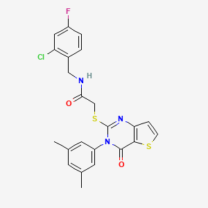 molecular formula C23H19ClFN3O2S2 B2538420 N-(2-chloro-4-fluorobenzyl)-2-{[3-(3,5-dimethylphenyl)-4-oxo-3,4-dihydrothieno[3,2-d]pyrimidin-2-yl]sulfanyl}acetamide CAS No. 1260911-47-4
