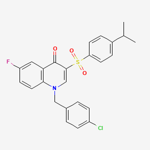 molecular formula C25H21ClFNO3S B2538422 1-(4-chlorobenzyl)-6-fluoro-3-((4-isopropylphenyl)sulfonyl)quinolin-4(1H)-one CAS No. 866844-87-3