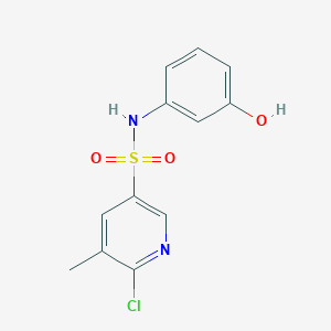 molecular formula C12H11ClN2O3S B2538423 6-chloro-N-(3-hydroxyphenyl)-5-methylpyridine-3-sulfonamide CAS No. 1427982-26-0