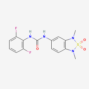 molecular formula C15H14F2N4O3S B2538424 1-(2,6-Difluorophenyl)-3-(1,3-dimethyl-2,2-dioxido-1,3-dihydrobenzo[c][1,2,5]thiadiazol-5-yl)urea CAS No. 2034484-57-4