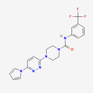 molecular formula C20H19F3N6O B2538432 4-(6-(1H-吡咯-1-基)嘧啶并哒嗪-3-基)-N-(3-(三氟甲基)苯基)哌嗪-1-甲酰胺 CAS No. 1396874-20-6