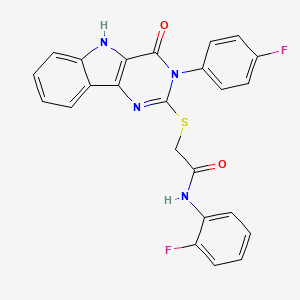 molecular formula C24H16F2N4O2S B2538436 N-(2-fluorophenyl)-2-((3-(4-fluorophenyl)-4-oxo-4,5-dihydro-3H-pyrimido[5,4-b]indol-2-yl)thio)acetamide CAS No. 536710-93-7