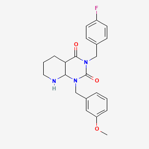molecular formula C22H18FN3O3 B2538444 3-[(4-Fluorophenyl)methyl]-1-[(3-methoxyphenyl)methyl]-4a,5,6,7,8,8a-hexahydropyrido[2,3-d]pyrimidine-2,4-dione CAS No. 902964-13-0