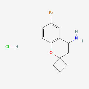 molecular formula C12H15BrClNO B2538446 6-Bromospiro[chromane-2,1'-cyclobutan]-4-amine hydrochloride CAS No. 2126178-83-2