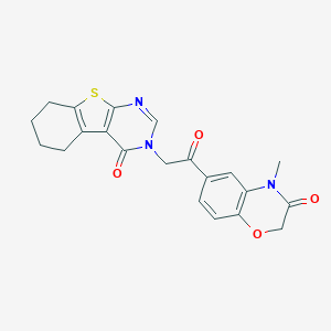 molecular formula C21H19N3O4S B253845 4-Methyl-6-[2-(4-oxo-5,6,7,8-tetrahydro-[1]benzothiolo[2,3-d]pyrimidin-3-yl)acetyl]-1,4-benzoxazin-3-one 