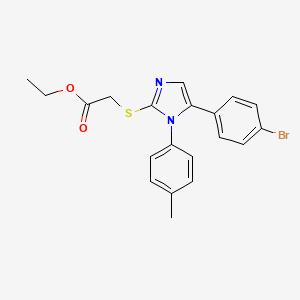 molecular formula C20H19BrN2O2S B2538450 ethyl 2-((5-(4-bromophenyl)-1-(p-tolyl)-1H-imidazol-2-yl)thio)acetate CAS No. 1206996-42-0