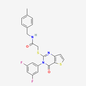 molecular formula C22H17F2N3O2S2 B2538481 2-{[3-(3,5-difluorophenyl)-4-oxo-3,4-dihydrothieno[3,2-d]pyrimidin-2-yl]sulfanyl}-N-(4-methylbenzyl)acetamide CAS No. 1260922-80-2