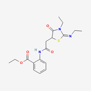 ethyl 2-({[(2Z)-3-ethyl-2-(ethylimino)-4-oxo-1,3-thiazolidin-5-yl]acetyl}amino)benzoate