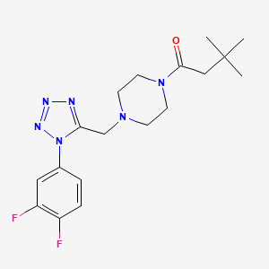 molecular formula C18H24F2N6O B2538493 1-(4-((1-(3,4-difluorophenyl)-1H-tetrazol-5-yl)methyl)piperazin-1-yl)-3,3-dimethylbutan-1-one CAS No. 1040676-41-2