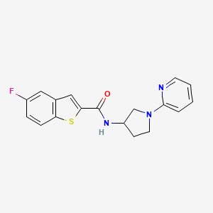 molecular formula C18H16FN3OS B2538497 5-氟-N-[1-(吡啶-2-基)吡咯烷-3-基]-1-苯并噻吩-2-甲酰胺 CAS No. 1795443-91-2
