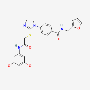 molecular formula C25H24N4O5S B2538500 4-(2-((2-((3,5-dimethoxyphenyl)amino)-2-oxoethyl)thio)-1H-imidazol-1-yl)-N-(furan-2-ylmethyl)benzamide CAS No. 1207025-15-7
