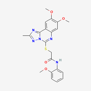 molecular formula C21H21N5O4S B2538501 2-[(8,9-二甲氧基-2-甲基[1,2,4]三唑并[1,5-c]喹唑啉-5-基)硫代]-N-(2-甲氧基苯基)乙酰胺 CAS No. 902433-96-9