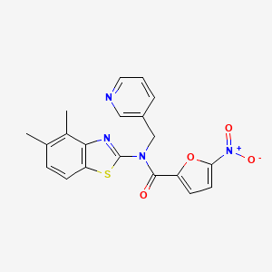 molecular formula C20H16N4O4S B2538503 N-(4,5-二甲基苯并[d]噻唑-2-基)-5-硝基-N-(吡啶-3-基甲基)呋喃-2-甲酰胺 CAS No. 895417-28-4