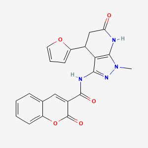 N-(4-(furan-2-yl)-1-methyl-6-oxo-4,5,6,7-tetrahydro-1H-pyrazolo[3,4-b]pyridin-3-yl)-2-oxo-2H-chromene-3-carboxamide