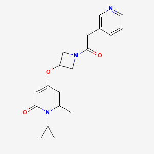 molecular formula C19H21N3O3 B2538508 1-cyclopropyl-6-methyl-4-((1-(2-(pyridin-3-yl)acetyl)azetidin-3-yl)oxy)pyridin-2(1H)-one CAS No. 2034388-34-4