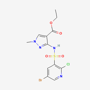 molecular formula C12H12BrClN4O4S B2538510 ethyl 3-(5-bromo-2-chloropyridine-3-sulfonamido)-1-methyl-1H-pyrazole-4-carboxylate CAS No. 2094899-57-5