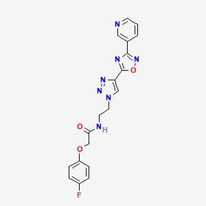 molecular formula C19H16FN7O3 B2538511 2-(4-fluorophenoxy)-N-(2-(4-(3-(pyridin-3-yl)-1,2,4-oxadiazol-5-yl)-1H-1,2,3-triazol-1-yl)ethyl)acetamide CAS No. 2034601-13-1
